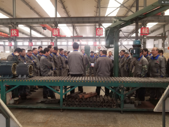 力久電機(jī)裝配車間班前會 力久電機(jī)裝配車間班前會