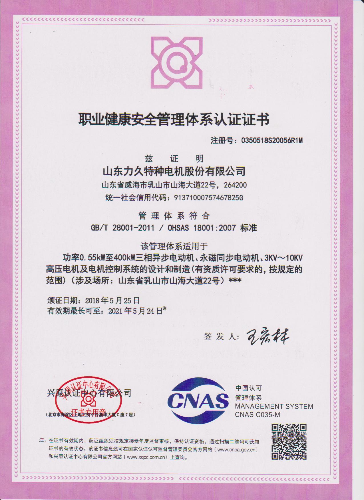 職業(yè)健康安全管理體系認(rèn)證