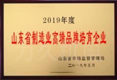 2019年度山東省制造業(yè)高端品牌培育企業(yè) 2019年度山東省制造業(yè)高端品牌培育企業(yè)